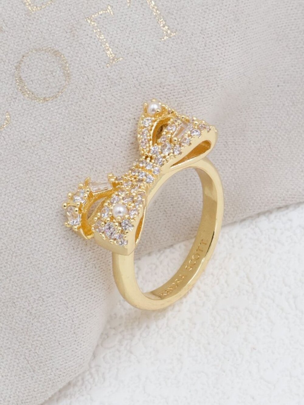 Kendra Scott Krista Gold Bow Cocktail Ring, Size 7